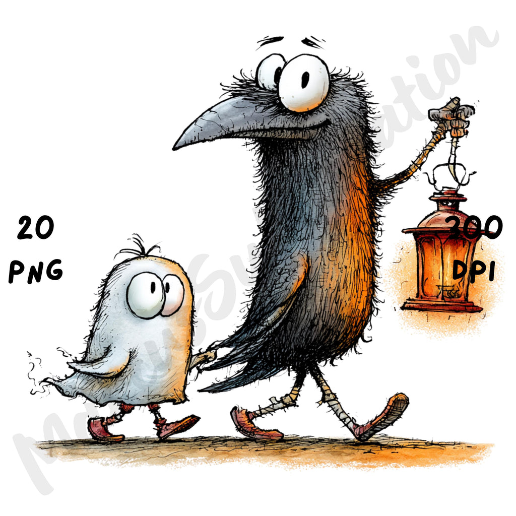 Halloween Birds Quirky Clipart