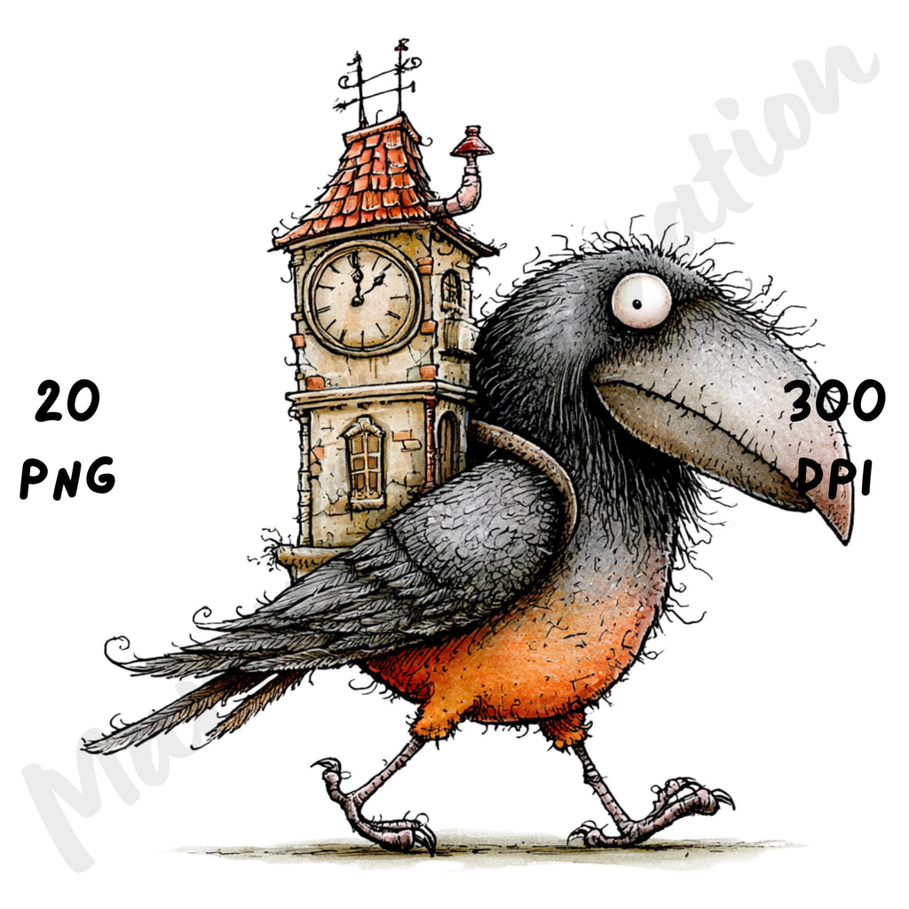 Halloween Raven Quirky Clipart