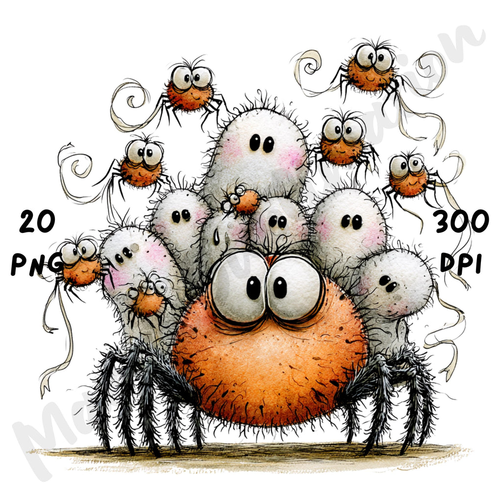 Halloween Spiders Quirky Clipart