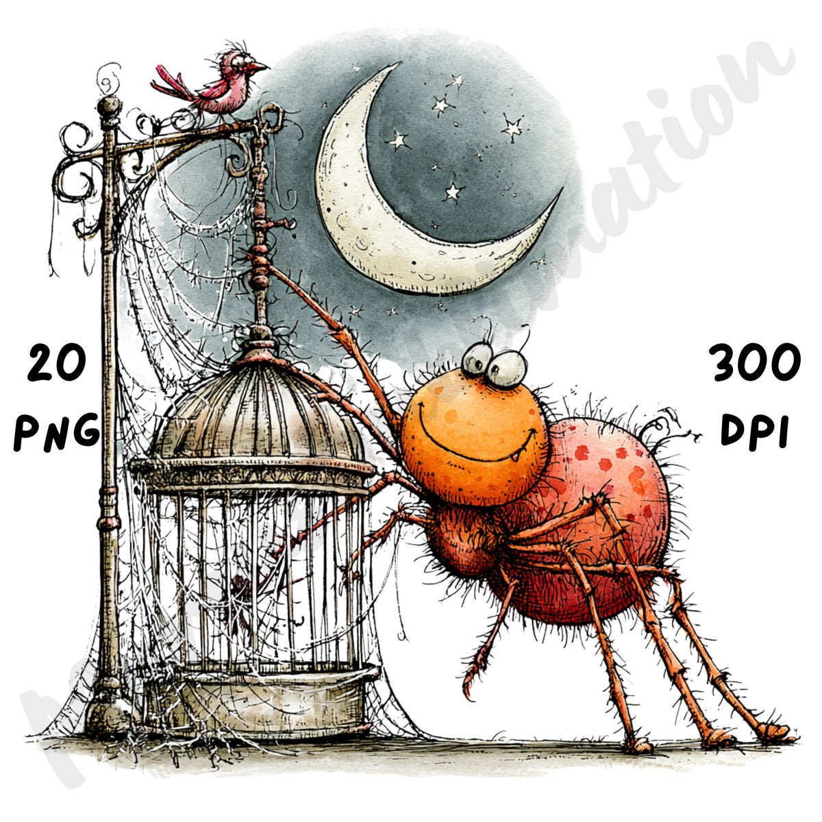 Halloween Spiders Quirky Clipart