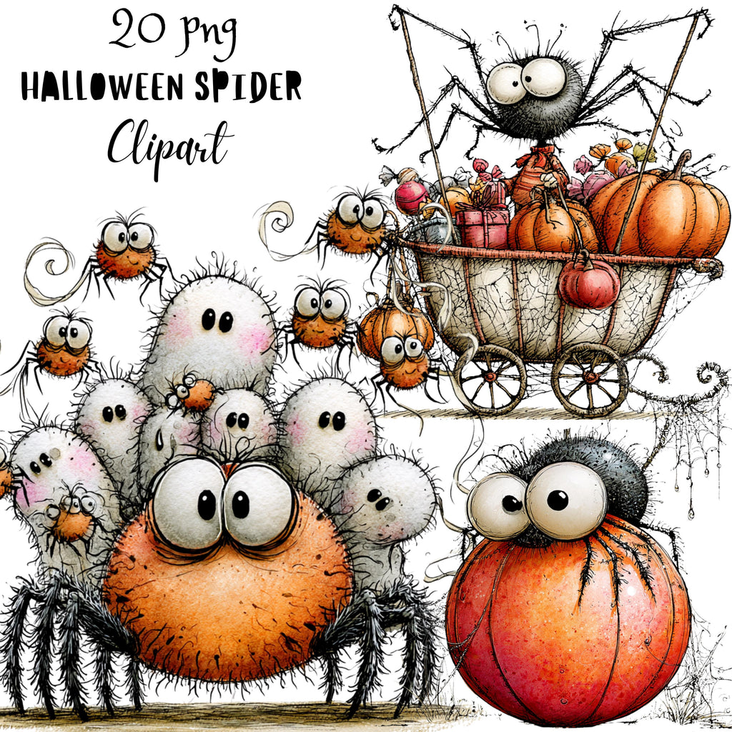 Halloween Spiders Quirky Clipart