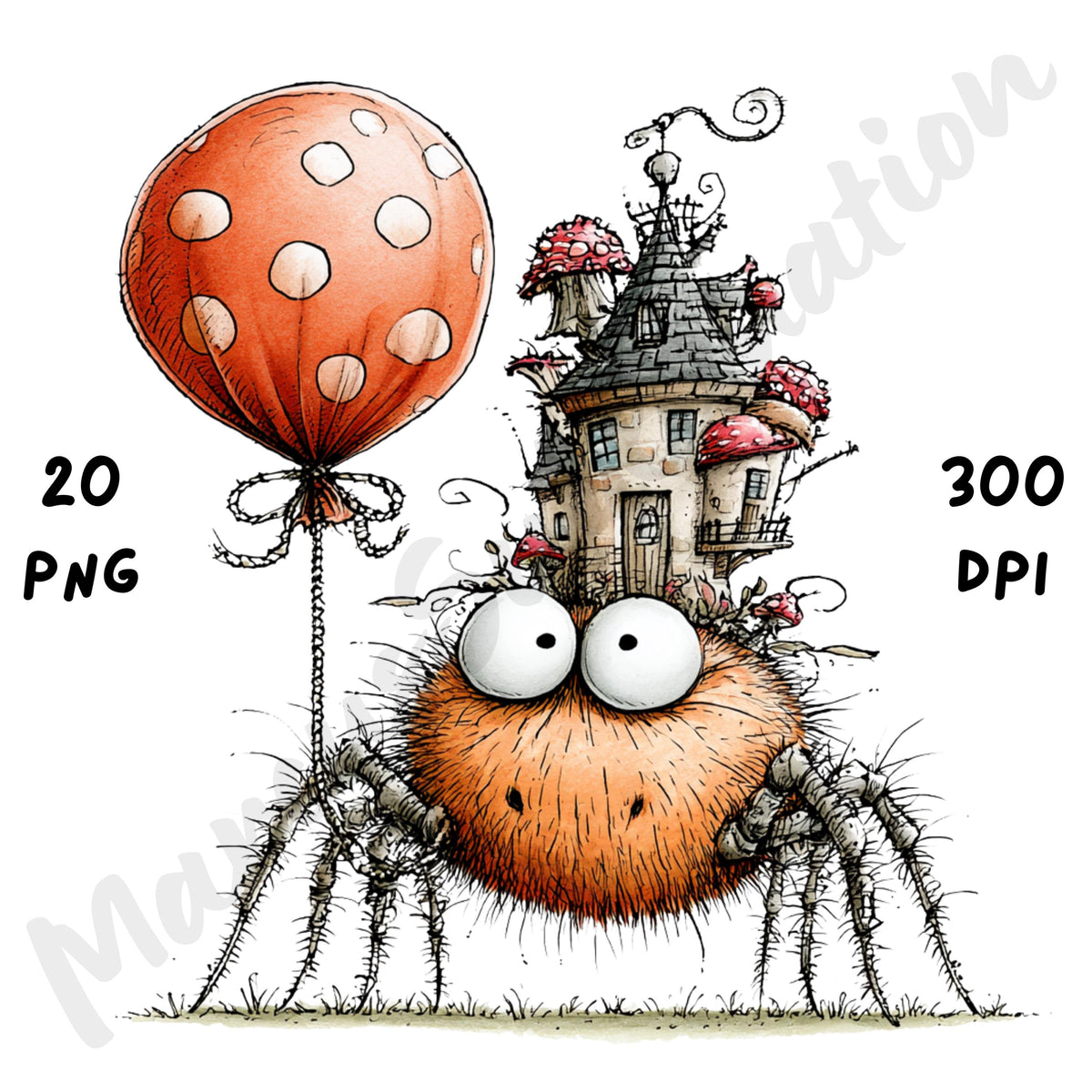 Halloween Spiders Quirky Clipart