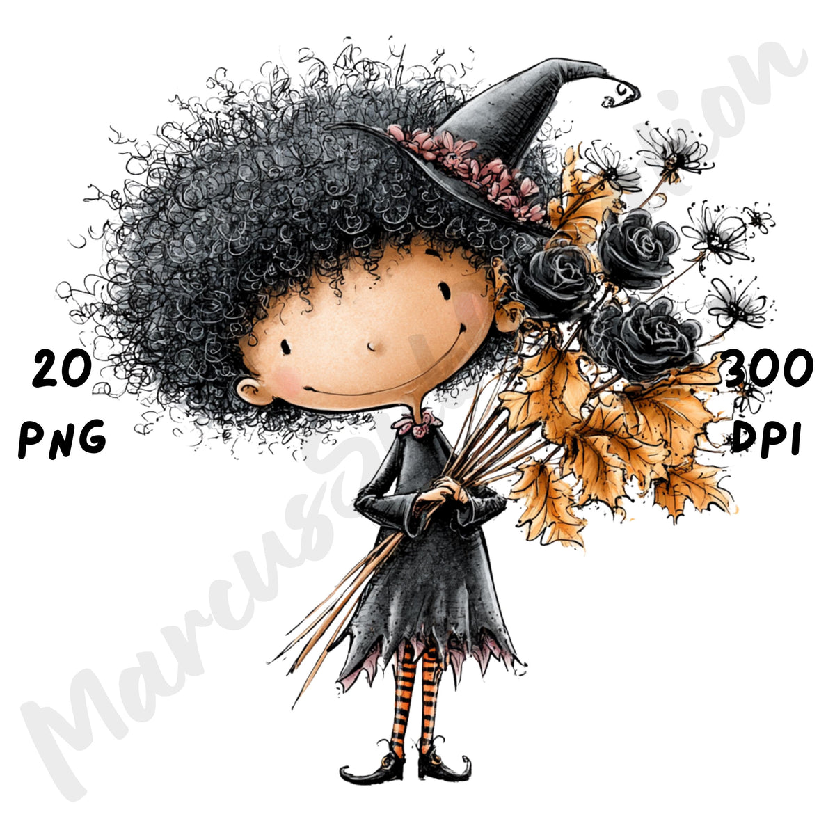Afro Halloween Girl Quirky Clipart