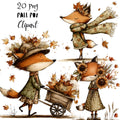 Fall Fox Whimsical Clipart Bundle