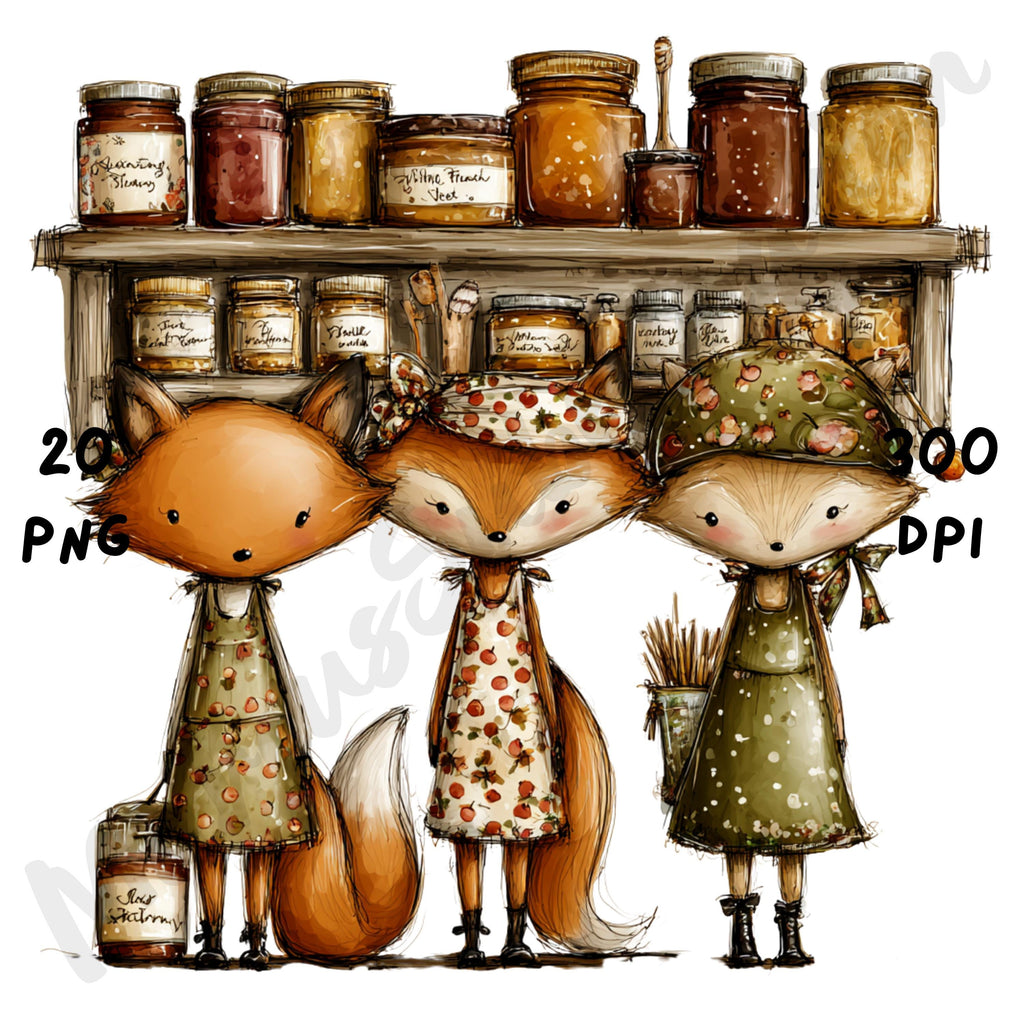 Fall Fox Whimsical Clipart Bundle