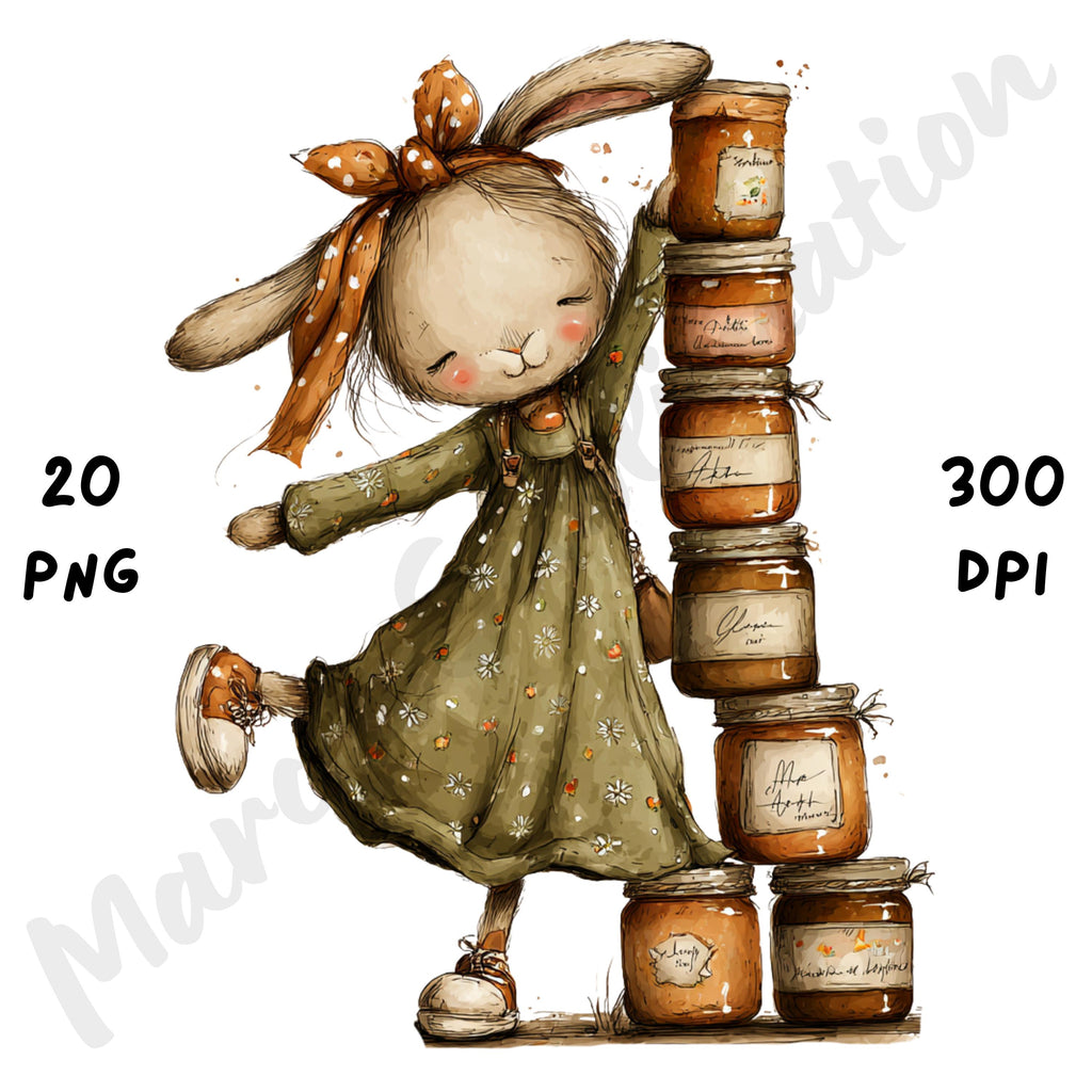 Fall Bunny Whimsical Clipart Bundle