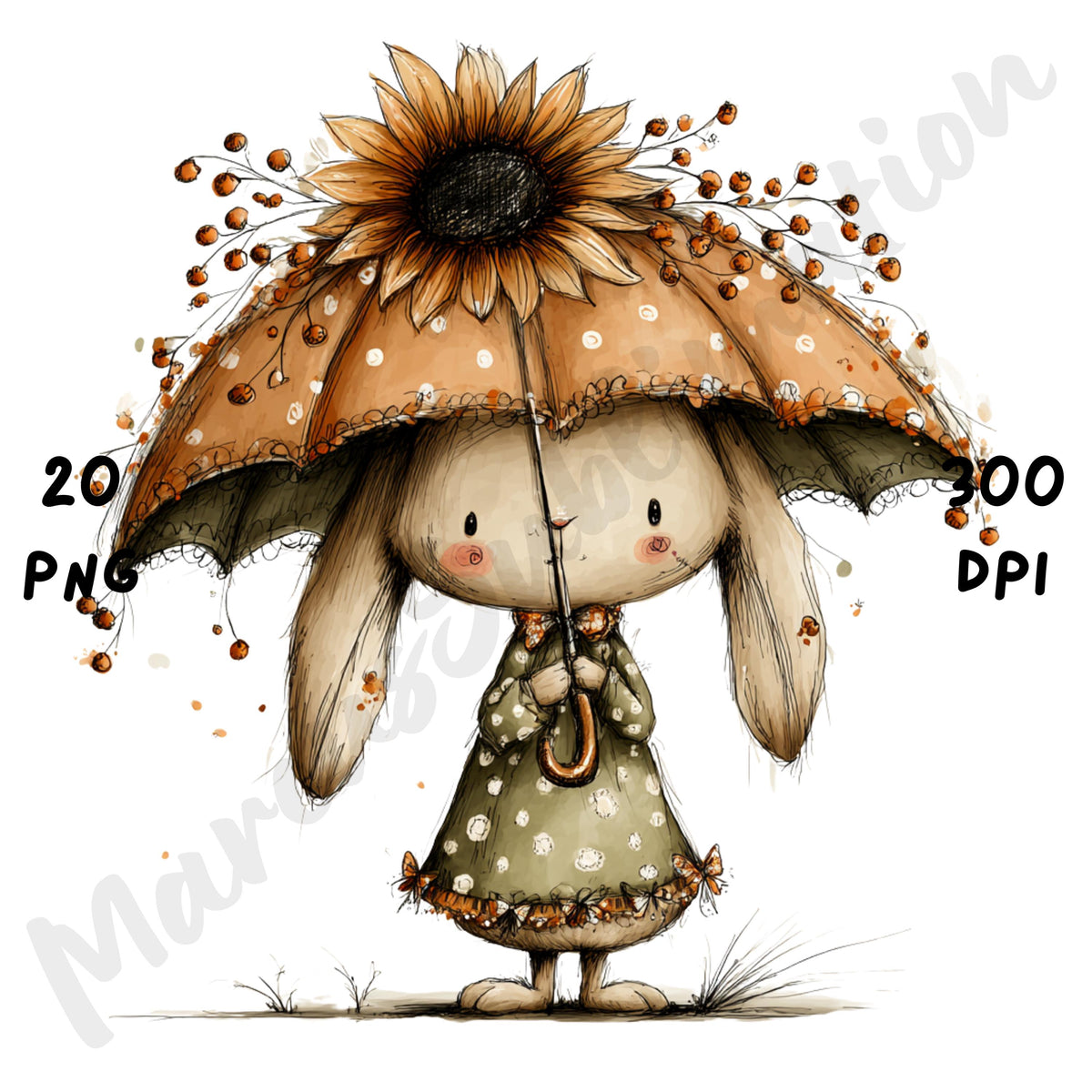 Fall Bunny Whimsical Clipart Bundle