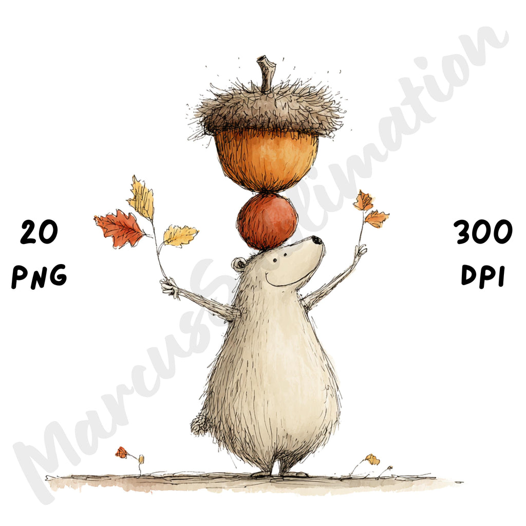 Fall Bear Whimsical Clipart Bundle