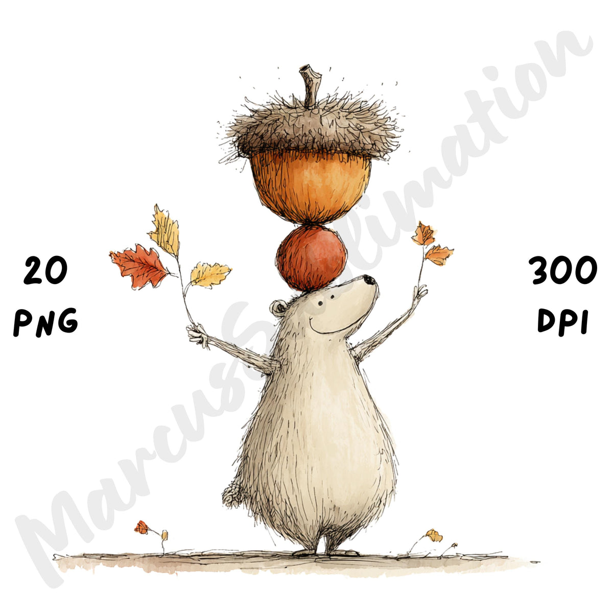 Fall Bear Whimsical Clipart Bundle