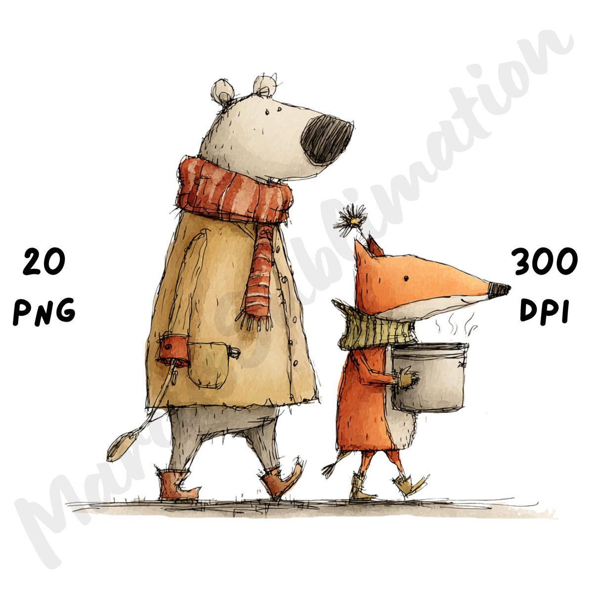 Fall Bear Whimsical Clipart Bundle