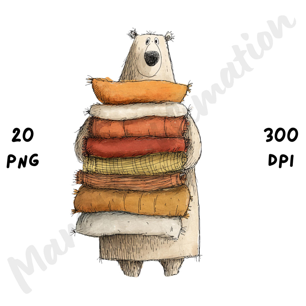 Fall Bear Whimsical Clipart Bundle
