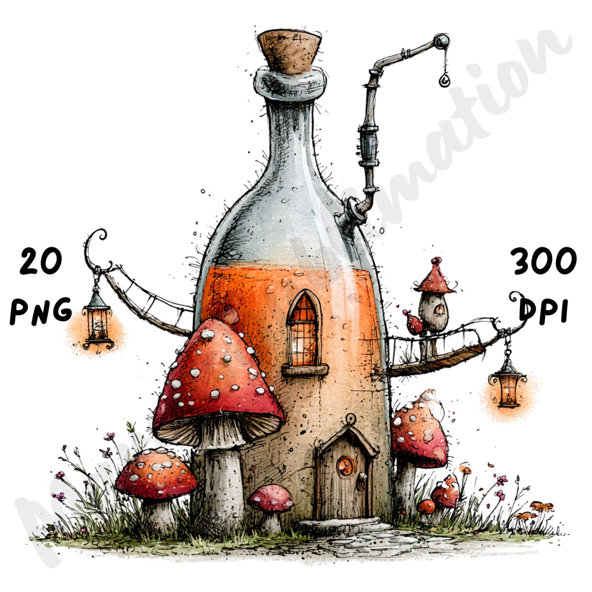Potion Bottles Quirky Clipart