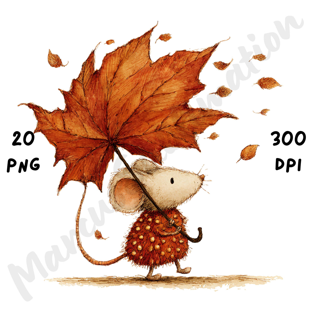 Fall Mouse Whimsical Clipart Bundle