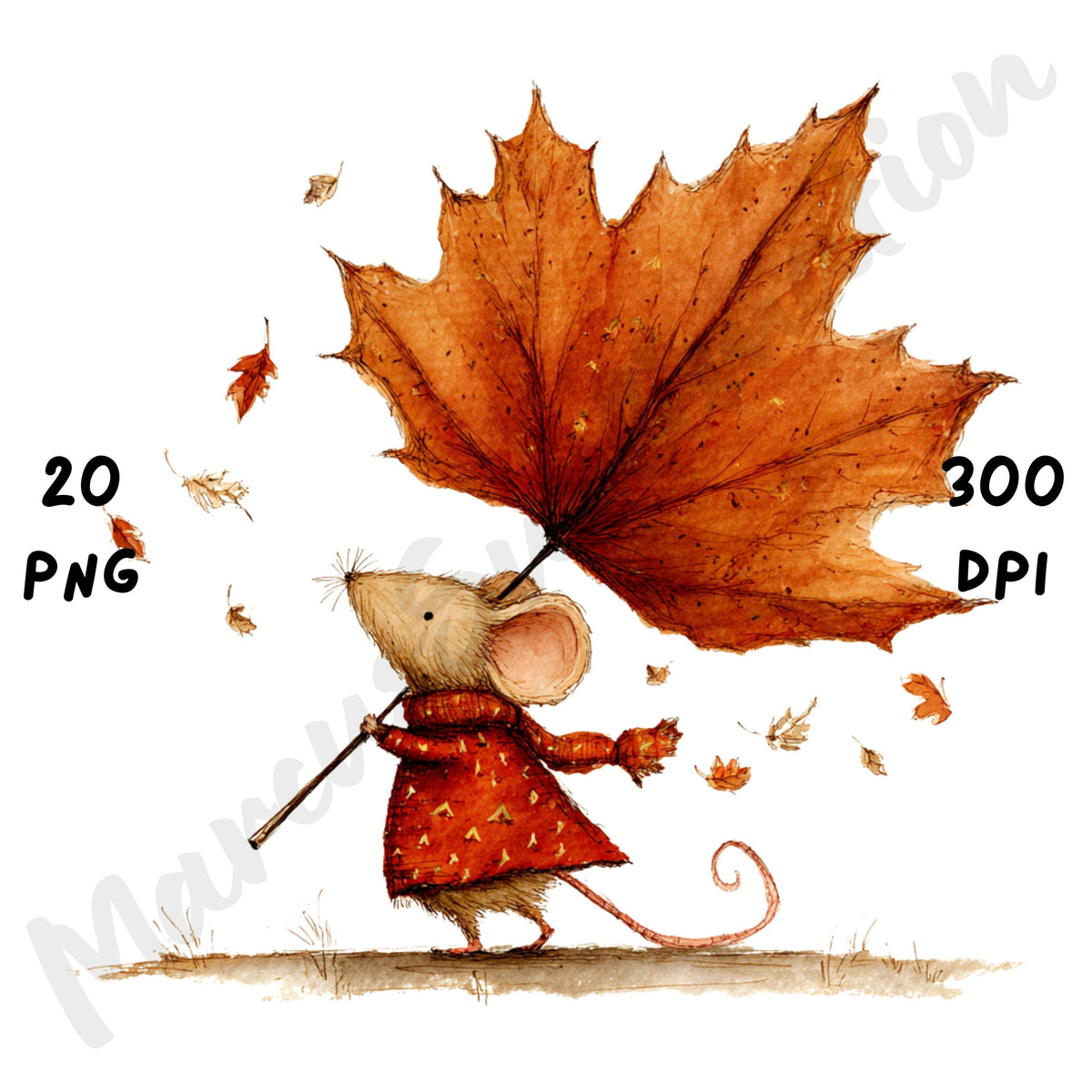 Fall Mouse Whimsical Clipart Bundle