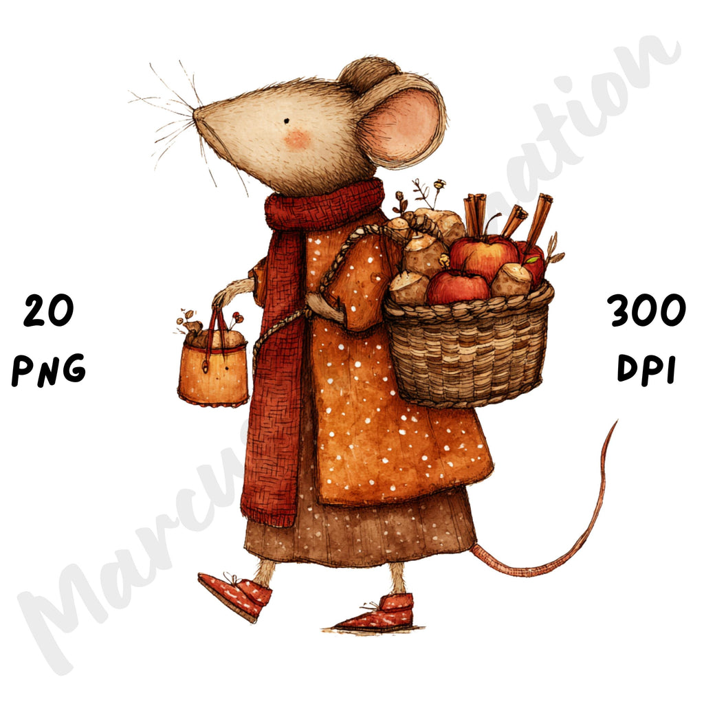 Fall Mouse Whimsical Clipart Bundle