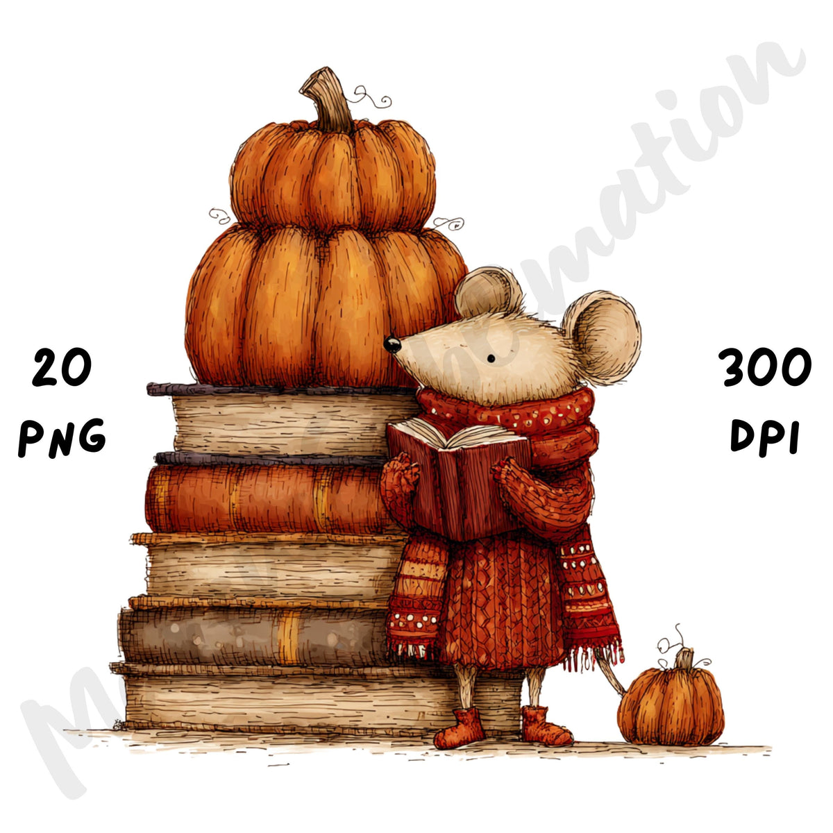 Fall Mouse Whimsical Clipart Bundle