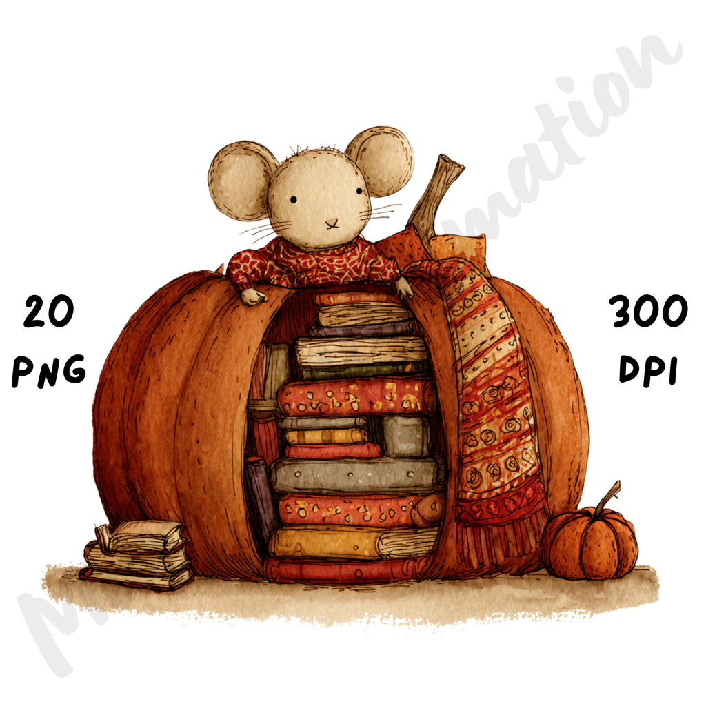 Fall Mouse Whimsical Clipart Bundle