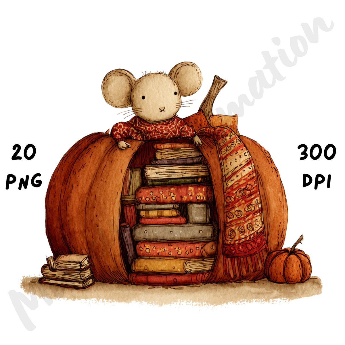 Fall Mouse Whimsical Clipart Bundle
