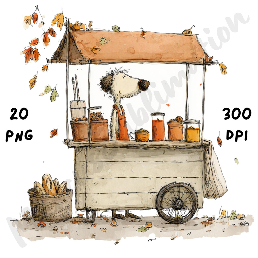 Fall Dog Whimsical Clipart Bundle