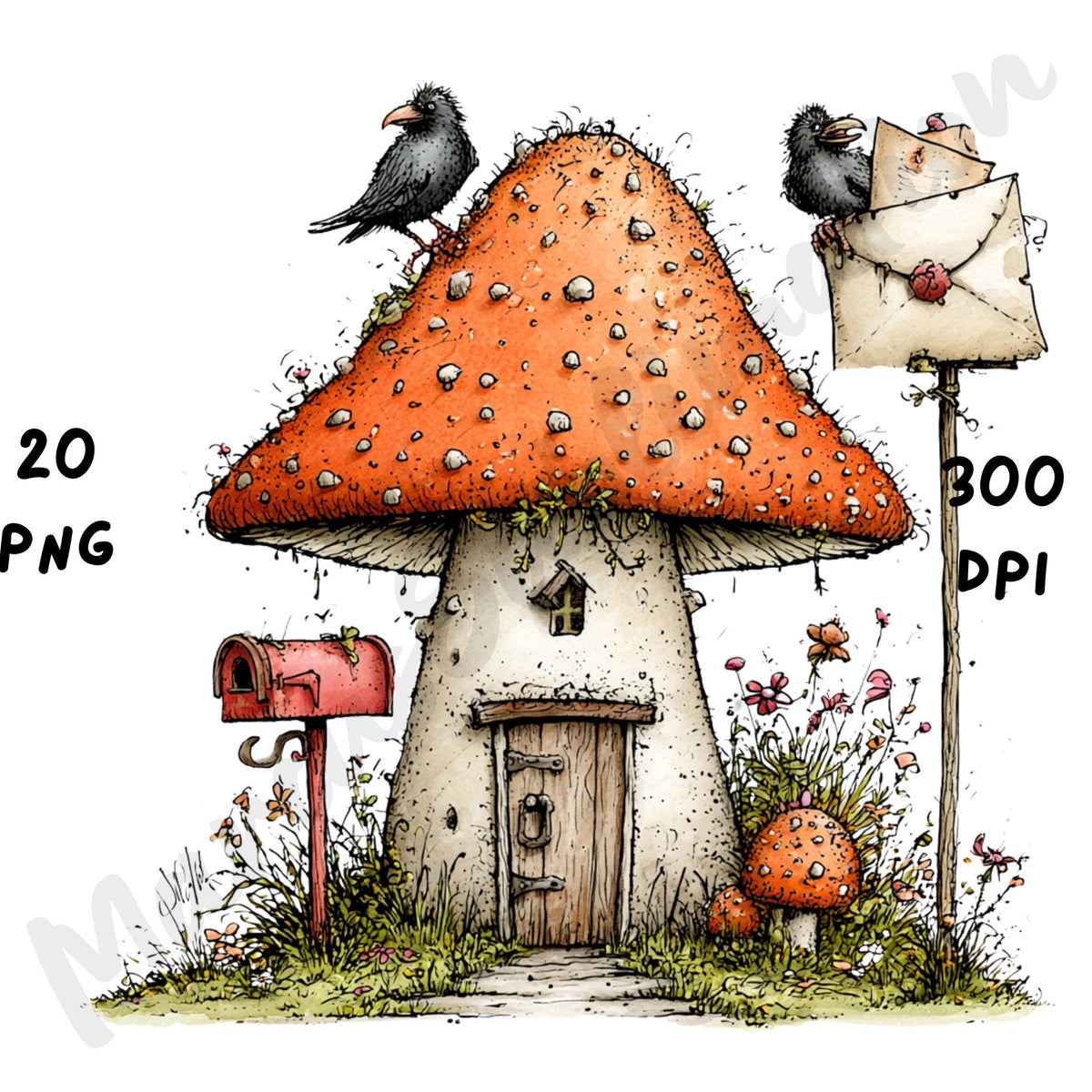 Haunted Mushrooms Quirky Clipart