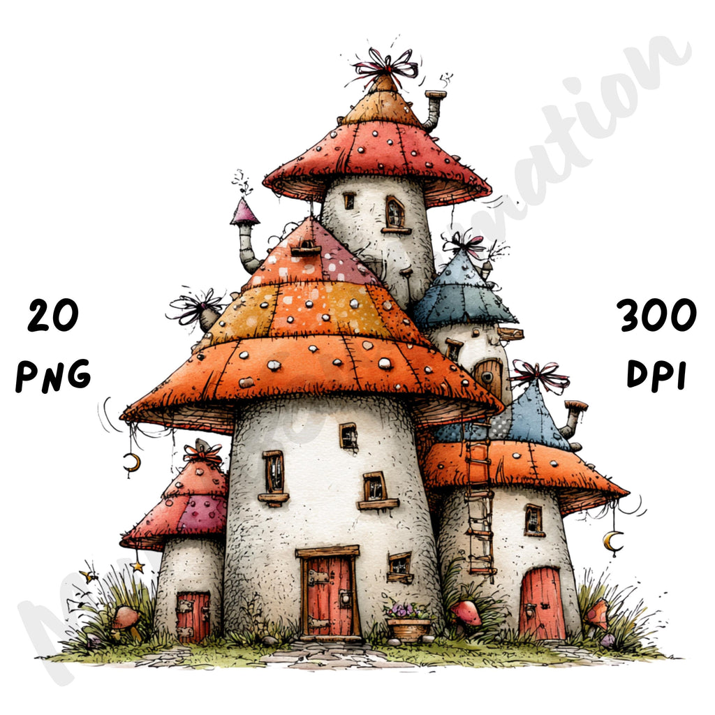 Haunted Mushrooms Quirky Clipart