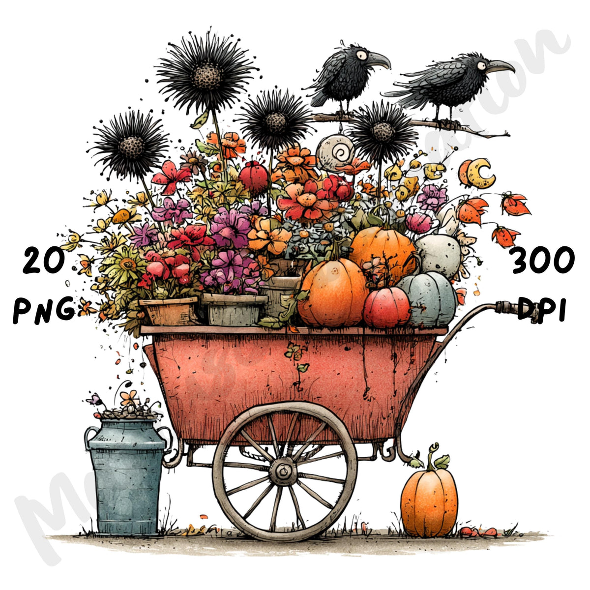 Halloween Flowers Quirky Clipart