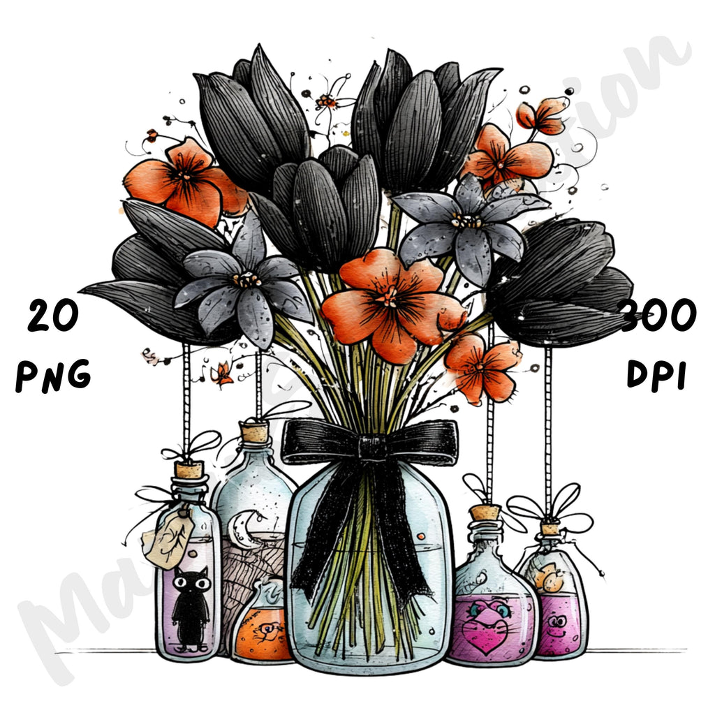 Halloween Flowers Quirky Clipart