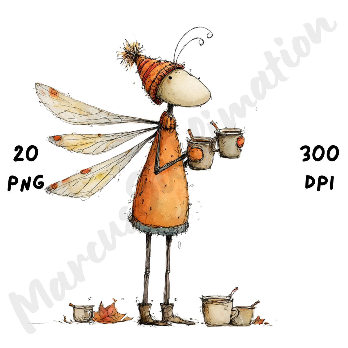 Fall Insects Whimsical Clipart Bundle