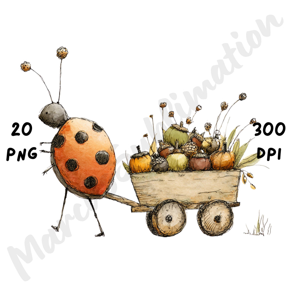 Fall Insects Whimsical Clipart Bundle