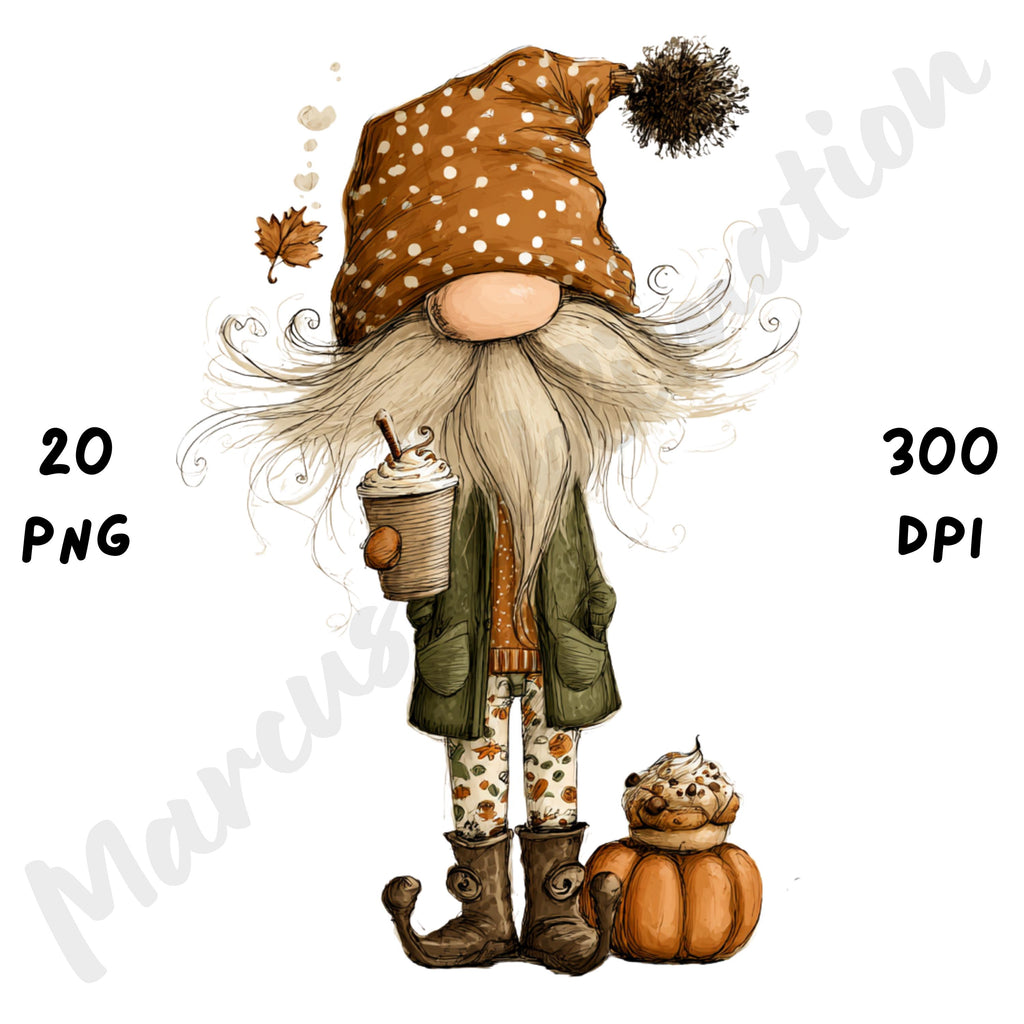 Fall Gnome Whimsical Clipart Bundle
