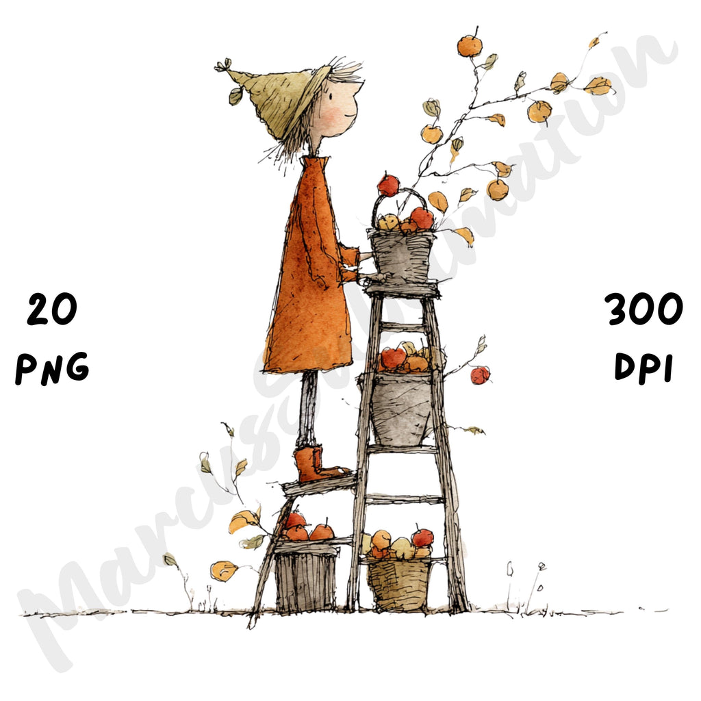 Fall Girl Whimsical Clipart Bundle