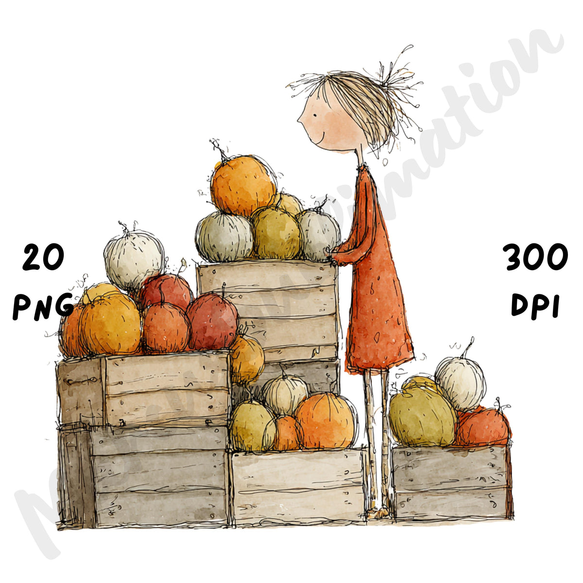 Fall Girl Whimsical Clipart Bundle