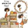 Afro Fall Girl Whimsical Clipart Bundle
