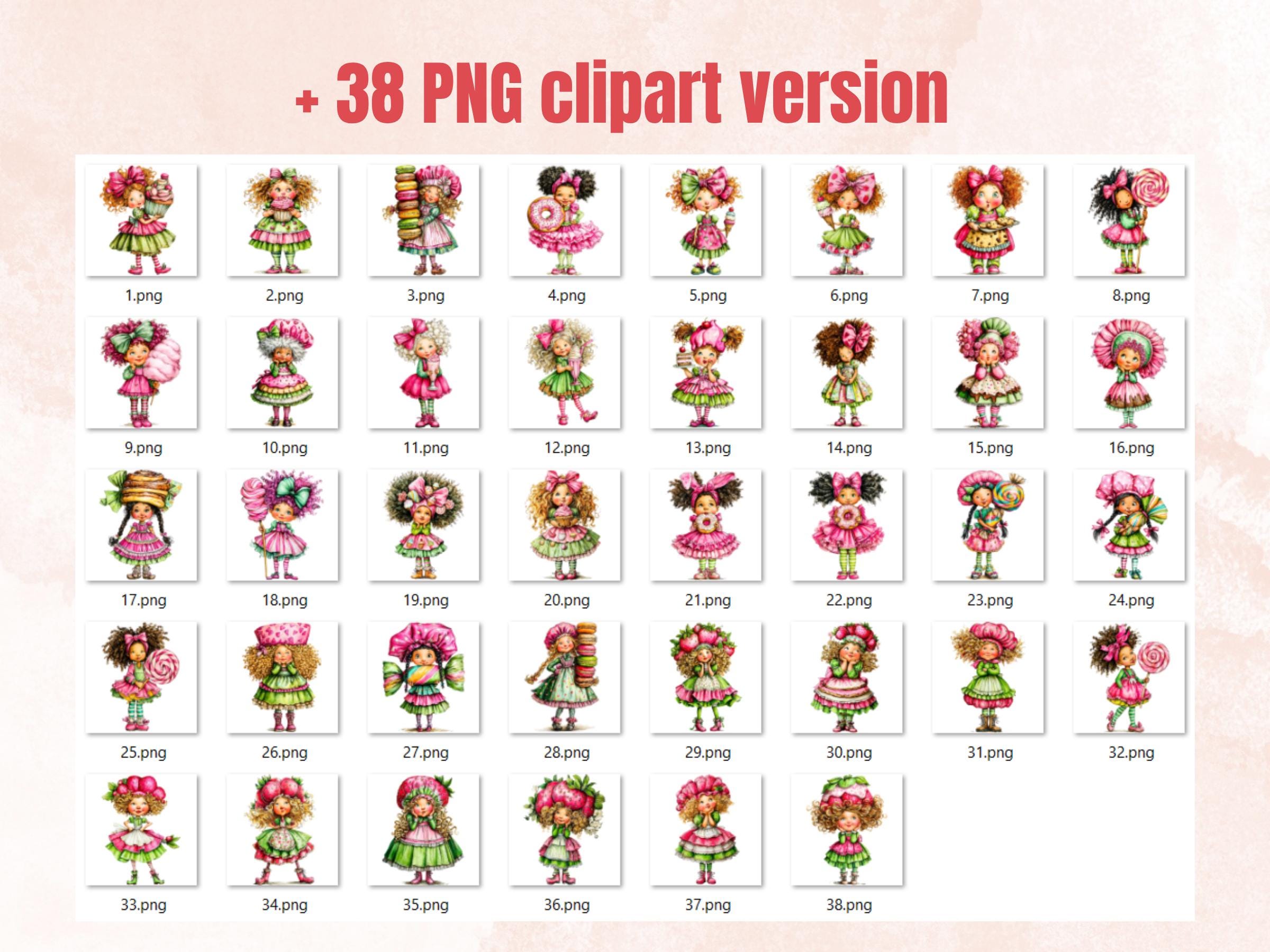 Whimsy Sweety Girls Fussy Cuts, Printable Cut Outs, Sweet Candy Ephemera, Junk Journal Scrapbook Pack, Cute Paper Craft