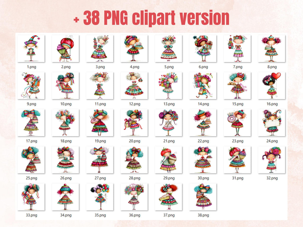 Quirky Birthday Girls Fussy Cuts, Printable Cut Outs, Birthday Girl Ephemera, Junk Journal Scrapbook Pack, Party Paper Craft