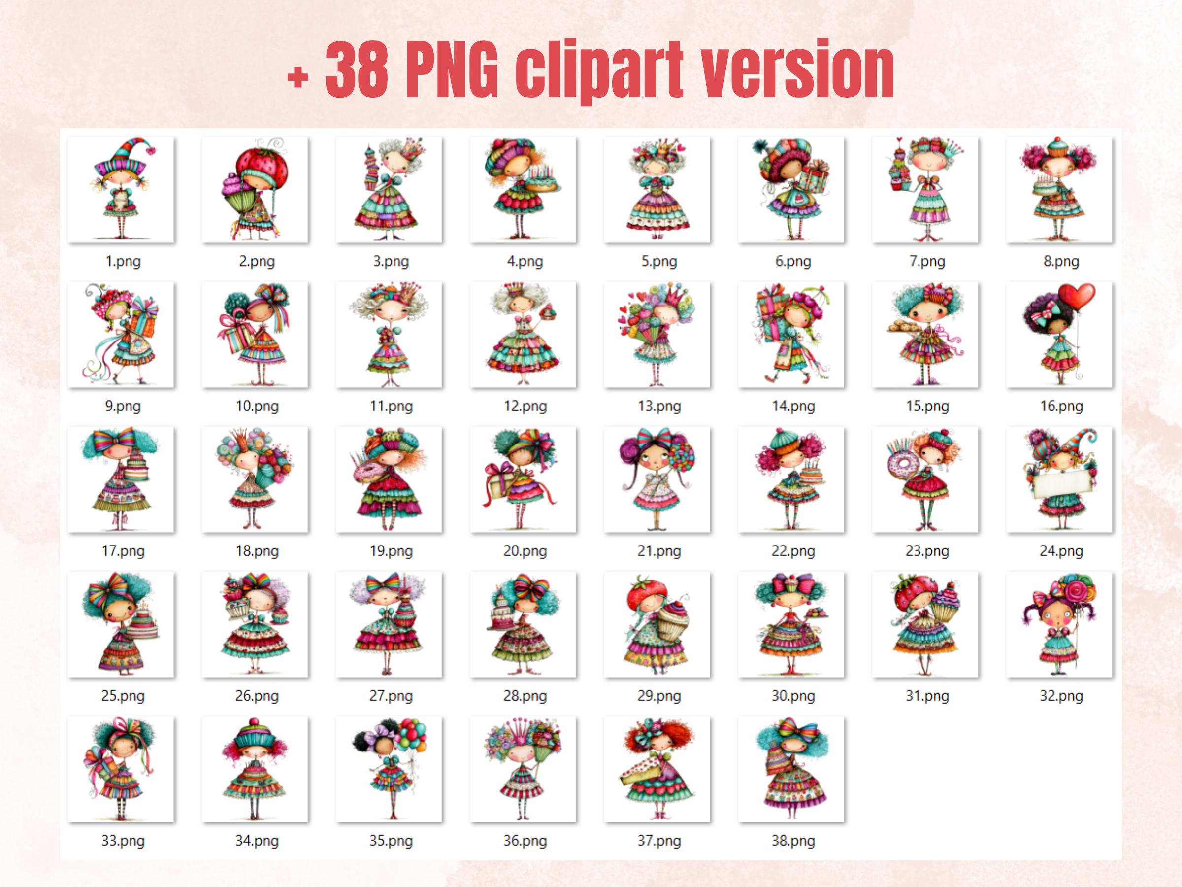 Quirky Birthday Girls Fussy Cuts, Printable Cut Outs, Birthday Girl Ephemera, Junk Journal Scrapbook Pack, Party Paper Craft
