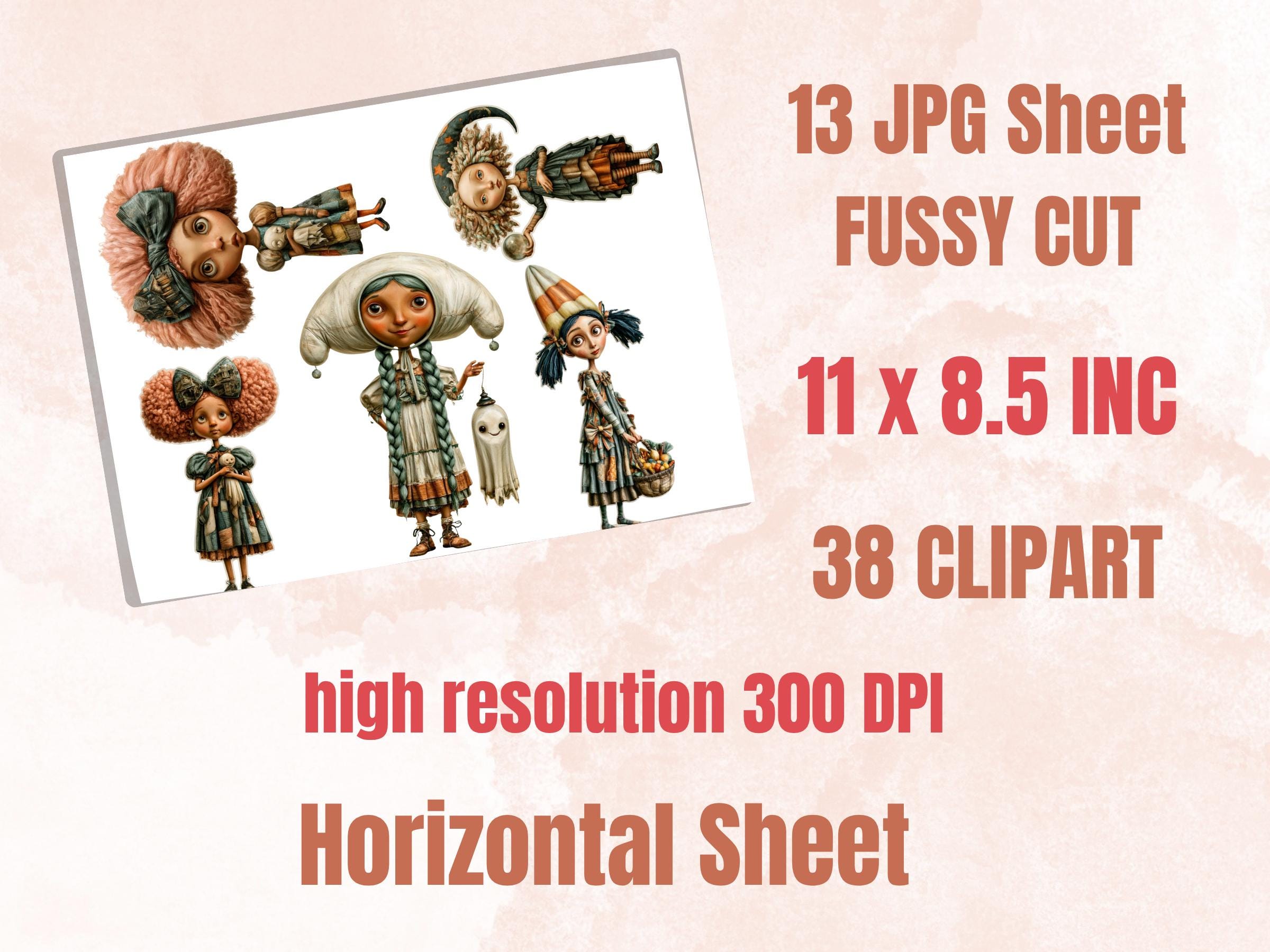 Spooky Girls Fussy Cuts, Printable Cut Outs, Halloween Girl Ephemera, Gothic Junk Journal Scrapbook Pack, Dark Paper Craft