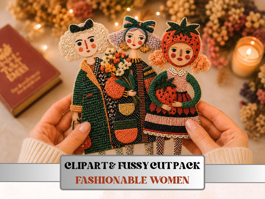 Fashionable Women Fussy Cuts, Printable Cut Outs, Fashion Girl Ephemera, Junk Journal Scrapbook Pack, Chic Paper Craft