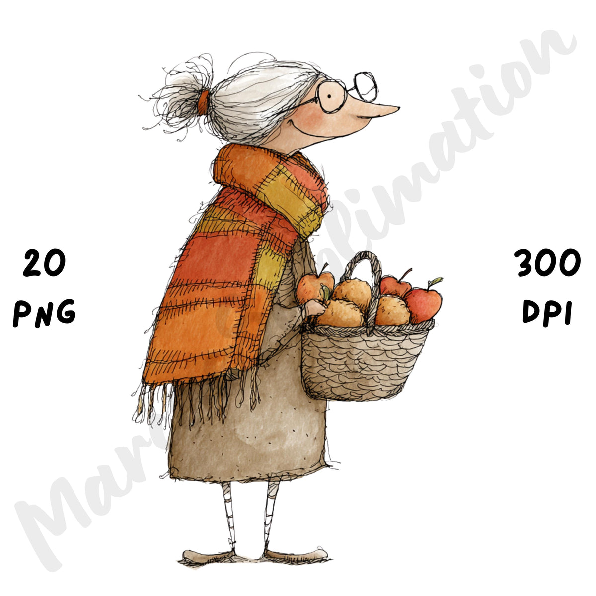 Fall Grandma Whimsical Clipart Bundle