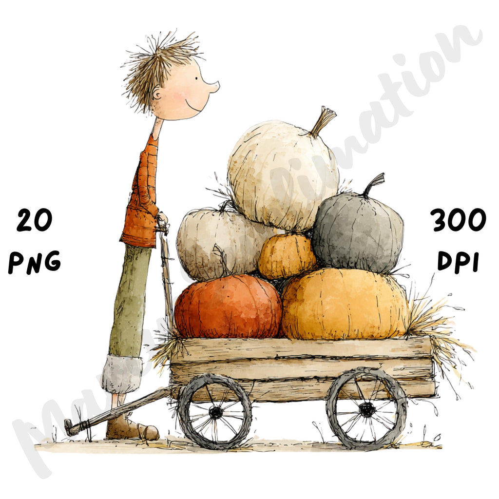Fall Boy Whimsical Clipart Bundle