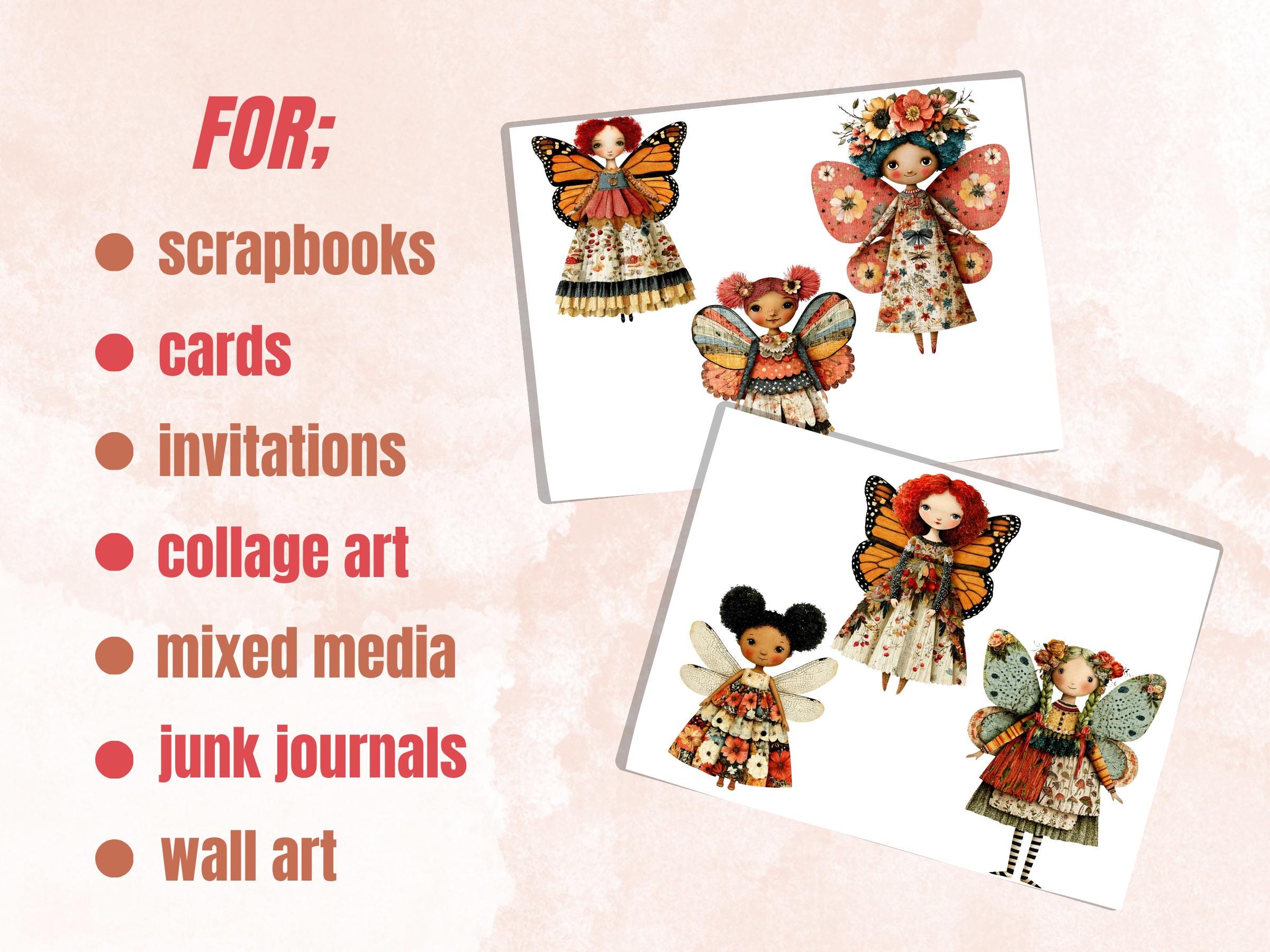 Whimsy Fairy Kids Fussy Cuts, Printable Cut Outs, Fairy Ephemera, Junk Journal Scrapbook Pack, Magical Paper Craft