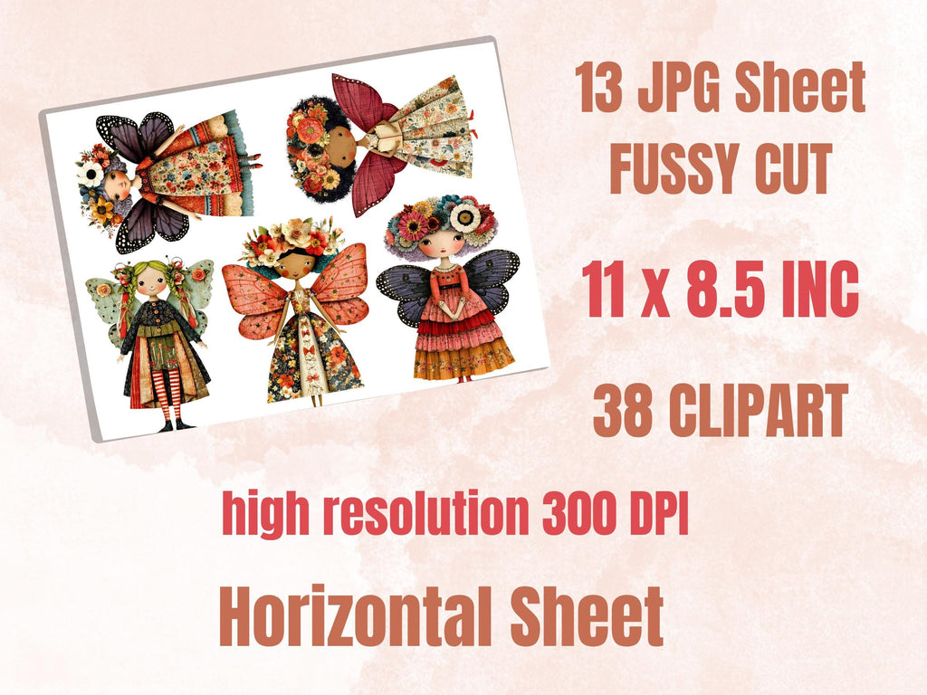Whimsy Fairy Kids Fussy Cuts, Printable Cut Outs, Fairy Ephemera, Junk Journal Scrapbook Pack, Magical Paper Craft