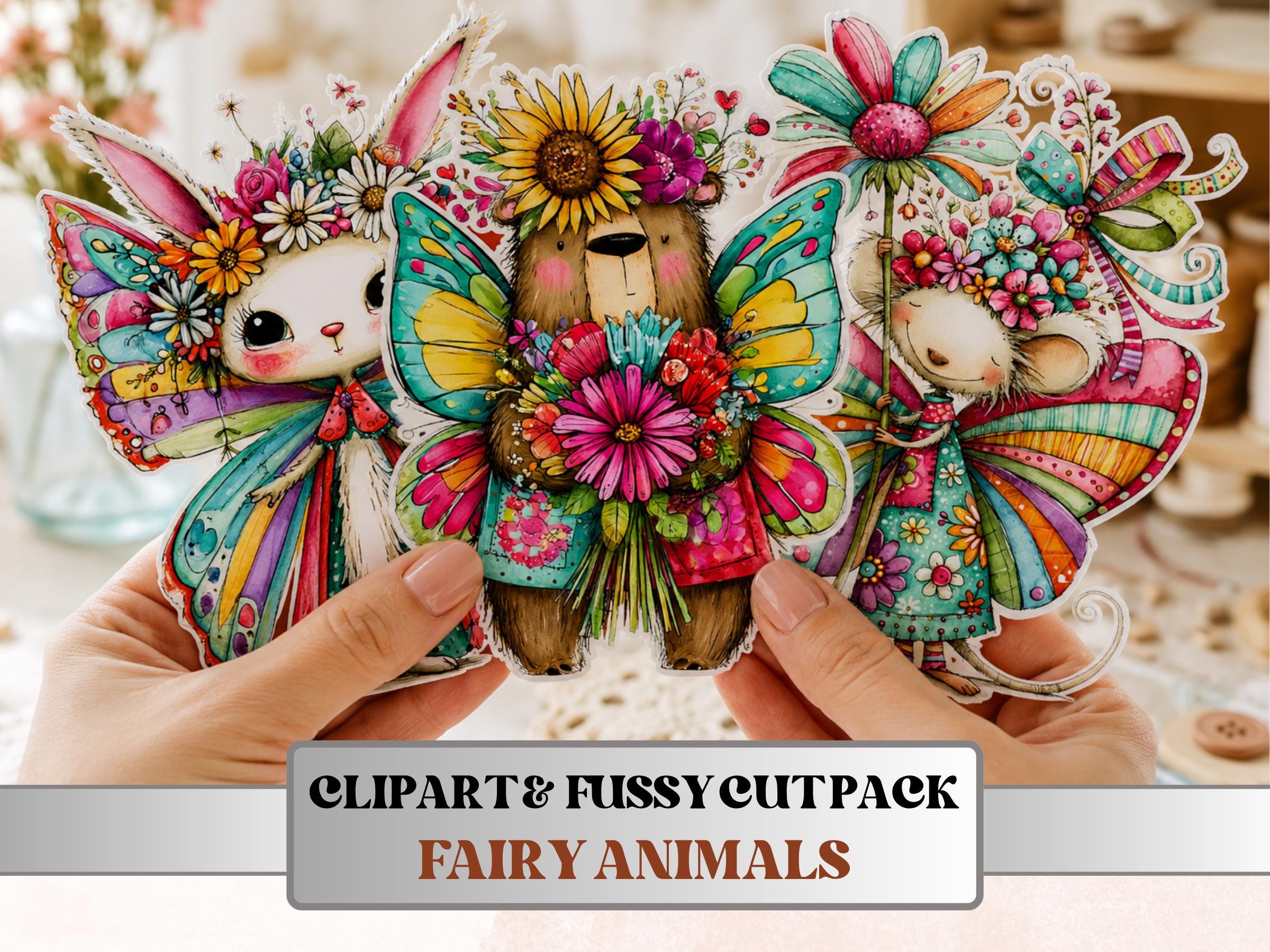 Fairy Animals Fussy Cuts & Clipart, Whimsical Fantasy Animal Cut Outs, Fairy Ephemera, Quirky Journal Scrapbook Kit, Magical Paper Craft