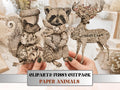 Paper Animals Fussy Cuts & Clipart, Printable Quirky Cut Outs, Animal Ephemera, Junk Journal Scrapbook Kit, Whimsical Paper Craft