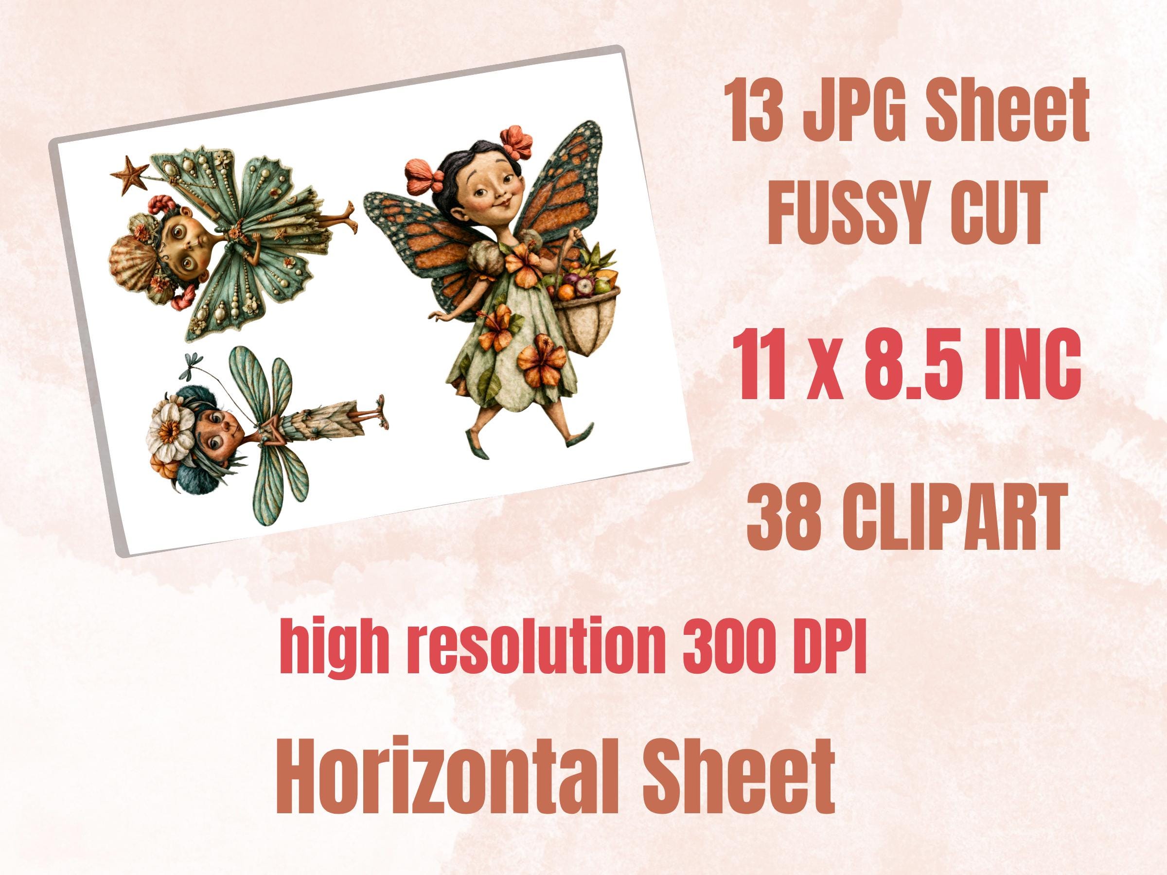 Summer Fairy Fussy Cuts & Clipart, Printable Fairy Cut Outs, Whimsical Ephemera, Junk Journal Scrapbook Kit, Quirky Paper Craft