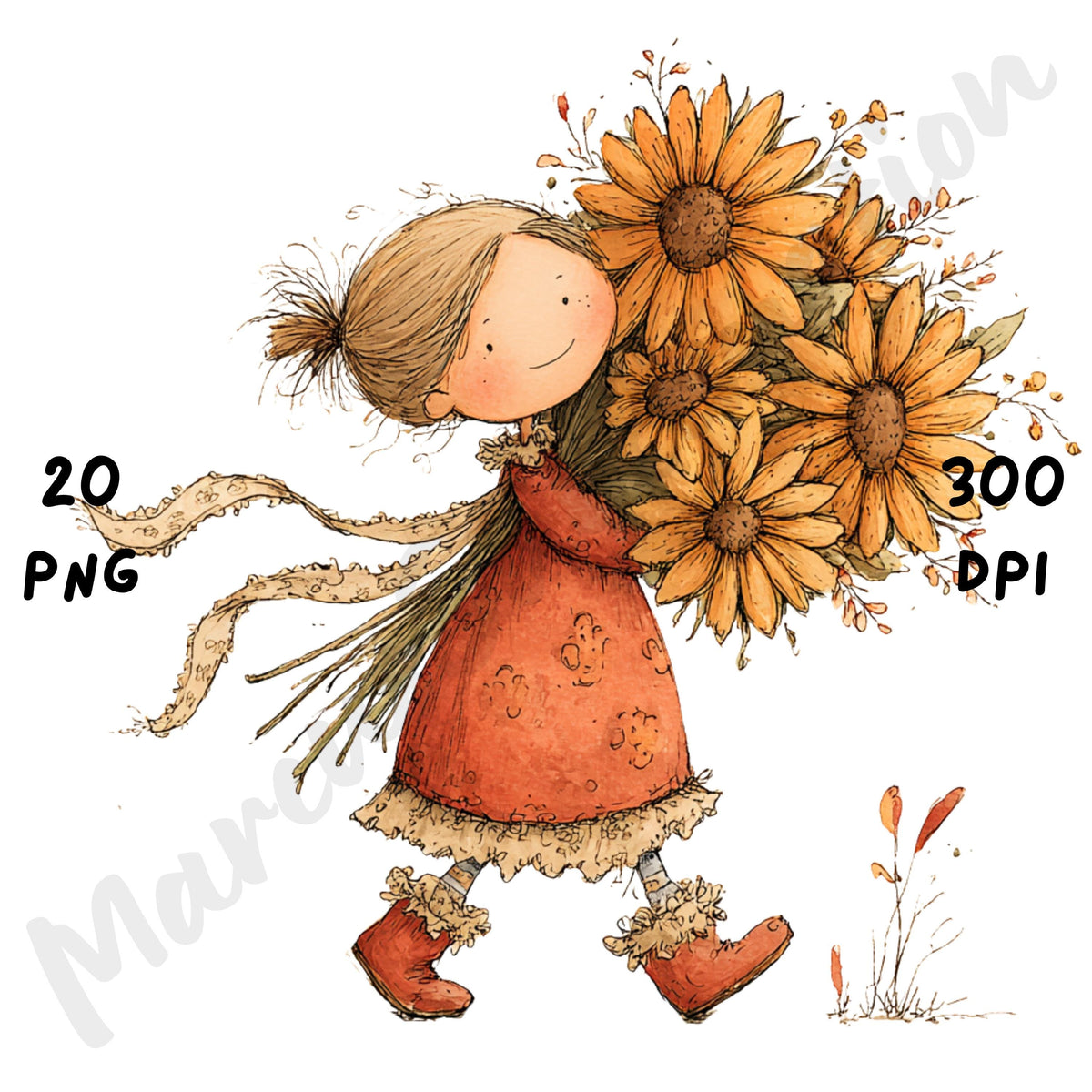 Cottagecore Fall Girl Whimsical Clipart Bundle