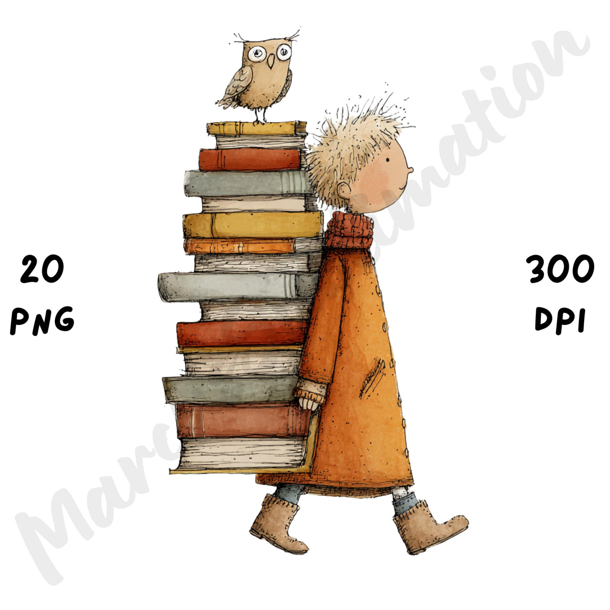 Cozy Reader Fall Girl Whimsical Clipart Bundle