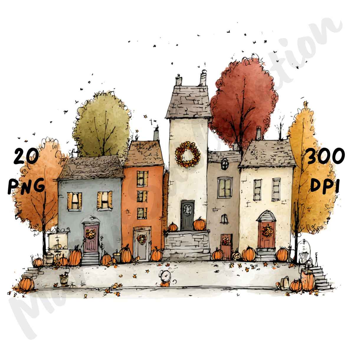 Fall Scenes Whimsical Clipart Bundle