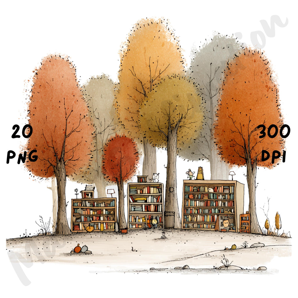 Fall Scenes Whimsical Clipart Bundle