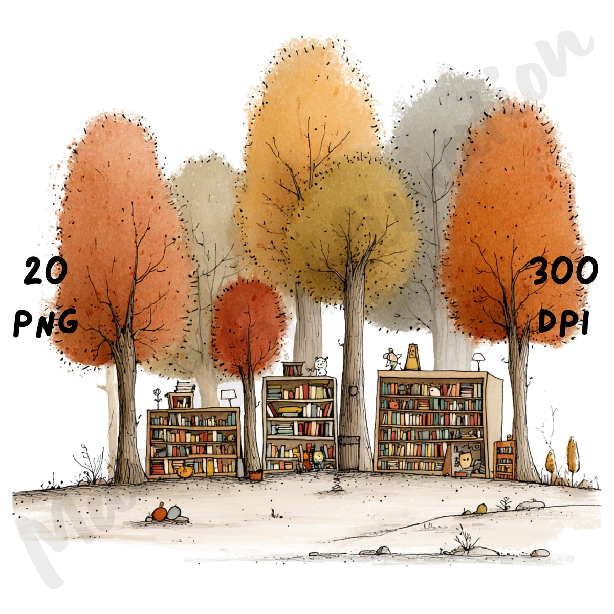 Fall Scenes Whimsical Clipart Bundle